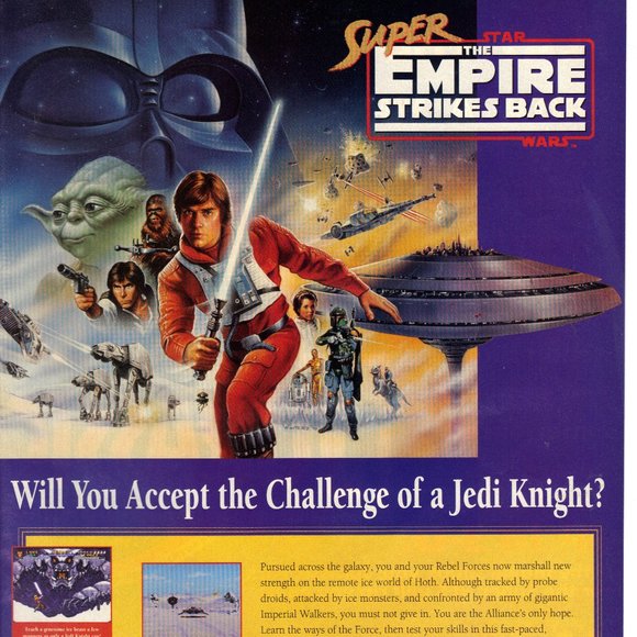 Vintage 1993 Print Ad for The Empire Strikes Back - Super NES PA643 - Picture 1 of 1